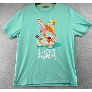 Lucky Charm Shirt Mens Medium Green Short Sleeve Bunny Rose